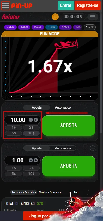 escolha sua aposta no jogo