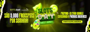 Logotipo f12bet com com foguete e inscrição: Slots day, São 5000 freespins por semana