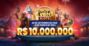 Logotipo da bet365 com fundo e inscrição de circo e criaturas míticas: drops & wins slots R$ 10.000.000